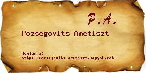 Pozsegovits Ametiszt névjegykártya